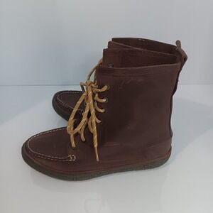 Seavees 7 Eye Trail Lace Up Boots  Hipster Leather boots Brown Women's Size 8